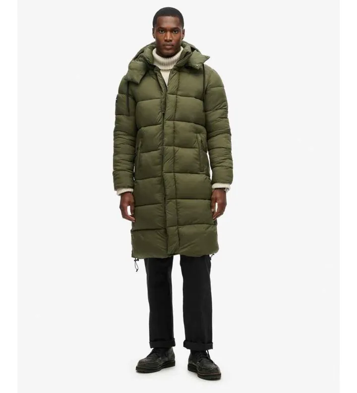 Superdry para hombre. M5011759A Abrigo acolchado Ripstop verde (M), Casual, Poliéster, Sostenible
