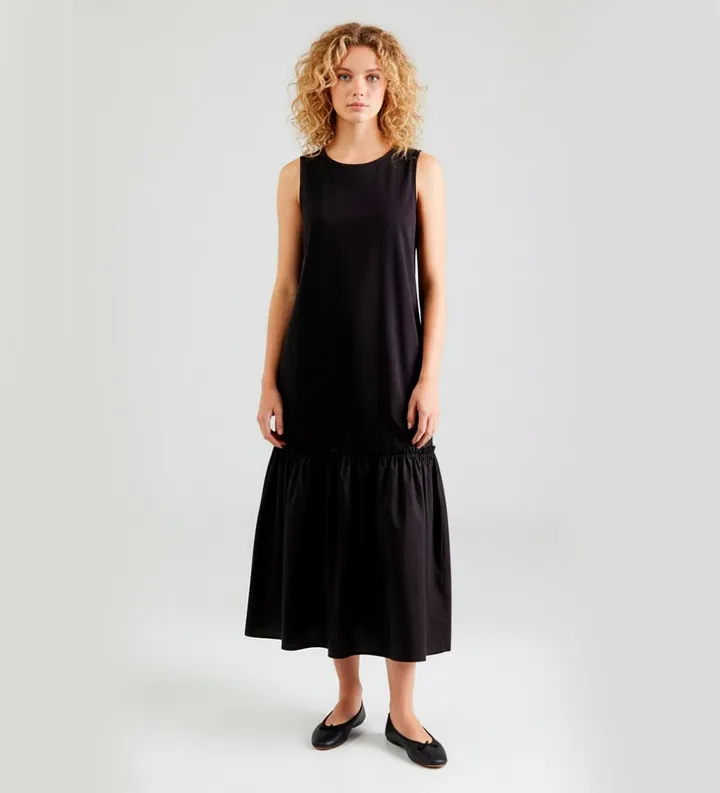 Weekend Max Mara para mujer. 2525626051600 Vestido Osmio negro (XS), Casual, Algodón, Sin mangas / Tirantes