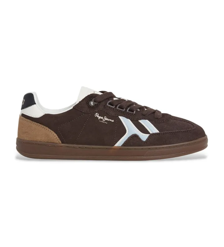 Pepe Jeans para hombre. PMS000009 Zapatillas de Piel Ball Mix marrón (41), Plano, Cordones, Casual