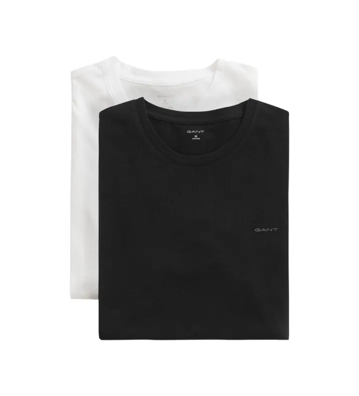 Gant para hombre. 900012008 Set 2 camisetas de cuello redondo blanco, negro (L), Casual, Algodón, Manga corta