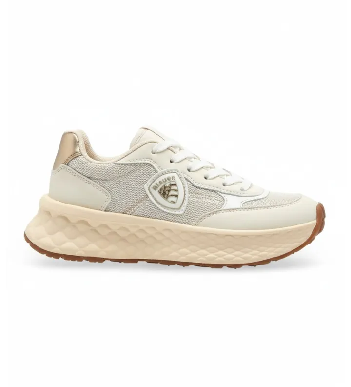 Blauer para mujer. F5LYNN01 Zapatillas Lynn 01 beige (37), 3 a 5cm, Ante, Cordones, Casual