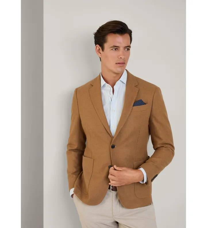 Hackett London para hombre. HM443466 Americana en una mezcla de lana y otras fibras marrón (38/32), Casual, Clásico
