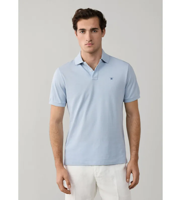 Hackett London para hombre. HM5600169 Polo Classic Fit Logo azul (L), Casual, Algodón, Manga corta