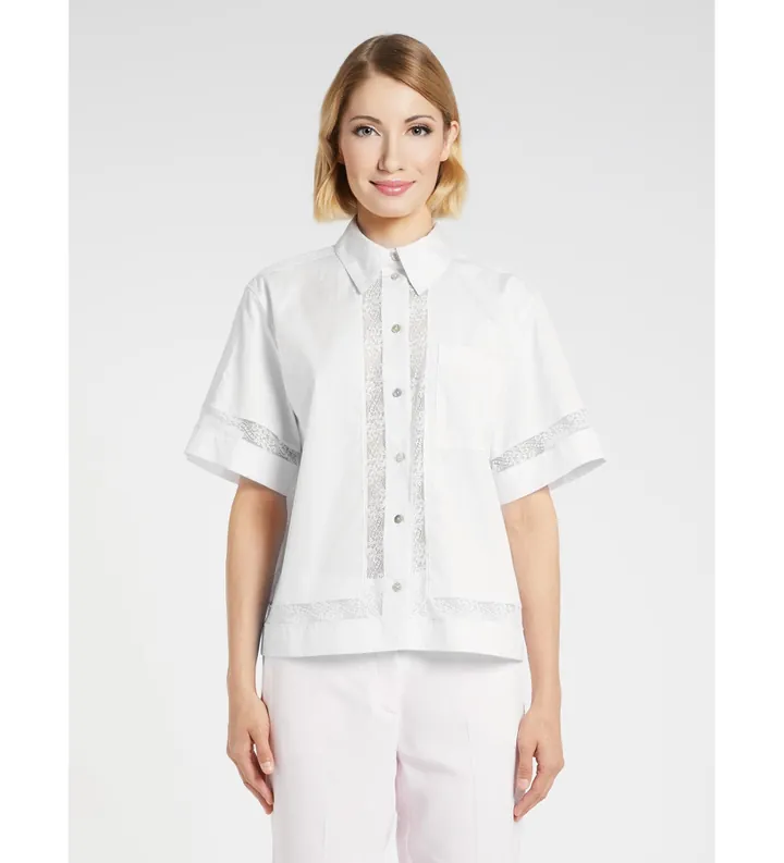 Marella para mujer. 2613111055200 Camisa Mlmwhisky blanco (38), Casual, Algodón, Manga corta