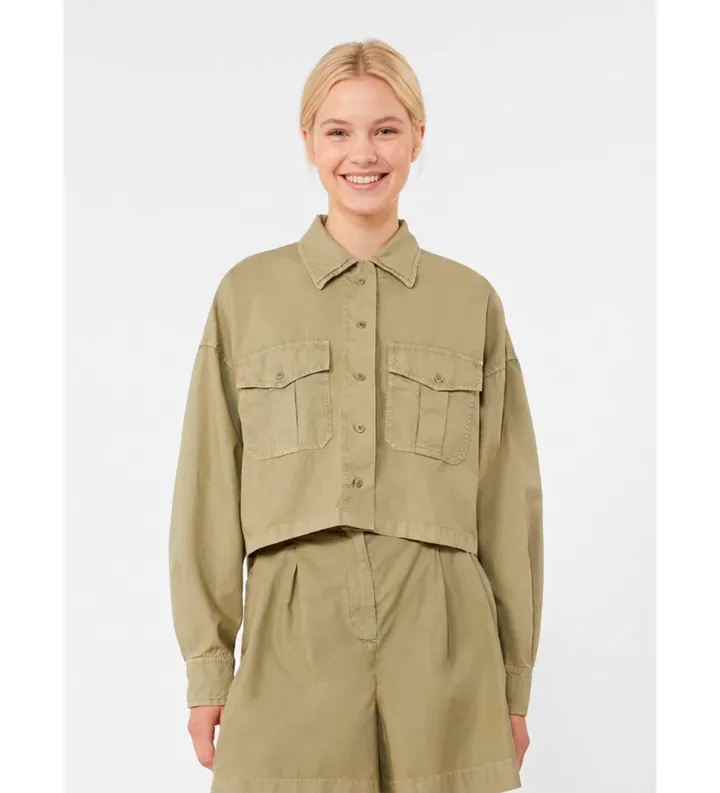 Weekend Max Mara para mujer. 2615111092600 Camisa Accenni verde (38), Casual, Algodón, Manga larga