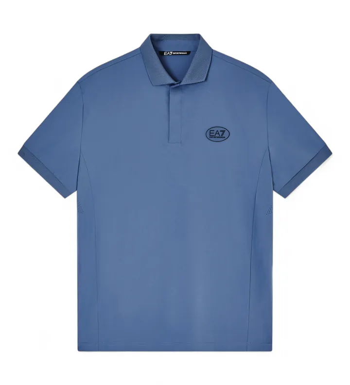 EA7 para hombre. 7M001289_AF13137 Polo Golf Pro azul (L), Casual, Poliéster, Manga corta