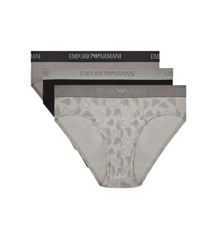 Emporio Armani para hombre. EM000256_AF20671 Set 3 Slips Day gris, negro (L), Homewear, Algodón