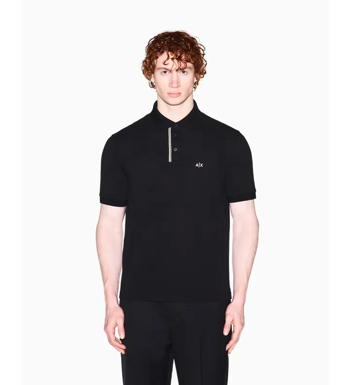 A|X Armani Exchange para hombre. XM002067AF10366UC001 Polo Insert negro (L), Casual, Algodón, Manga corta
