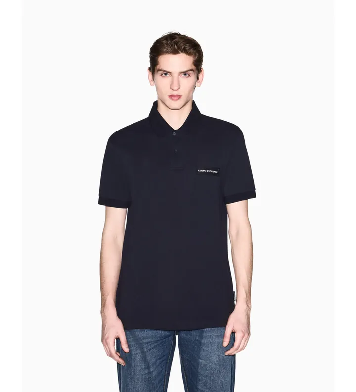A|X Armani Exchange para hombre. XM002390AF13026UB101 Polo de algodón marino (L), Casual, Clásico, Manga corta