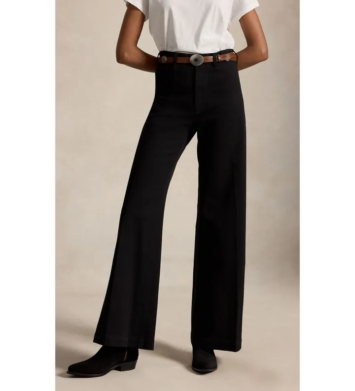 Polo Ralph Lauren para mujer. 211B25105001 Pantalón Beaton de algodón y elástico negro (34), Casual