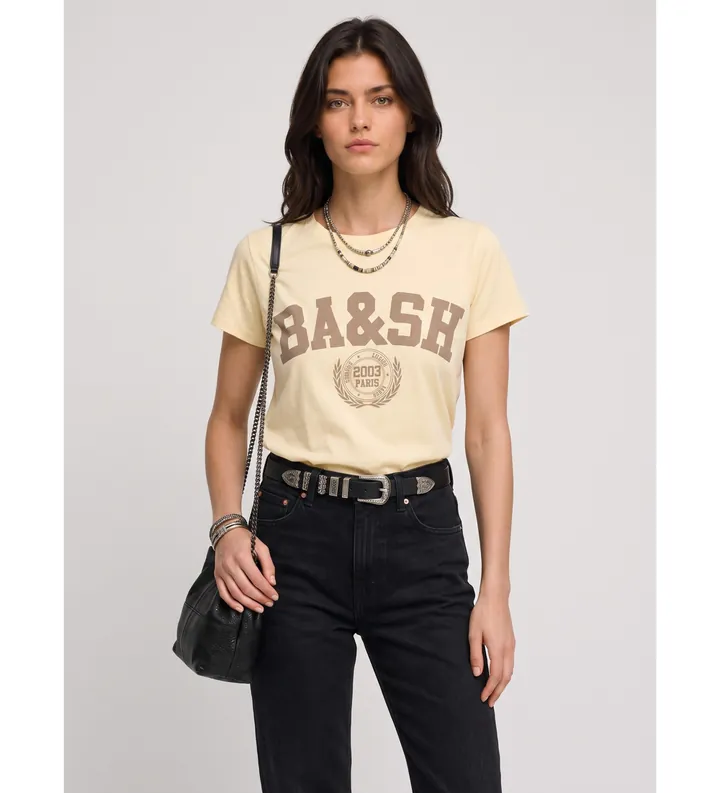 BA&SH para mujer. 1H26IONI Camiseta Ioni beige (34), Casual, Algodón, Manga corta