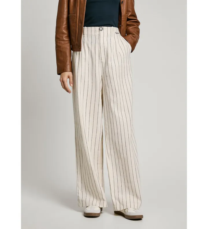 Pepe Jeans para mujer. PL211806 Pantalón ancho Herly blanco (S), Casual, Lino