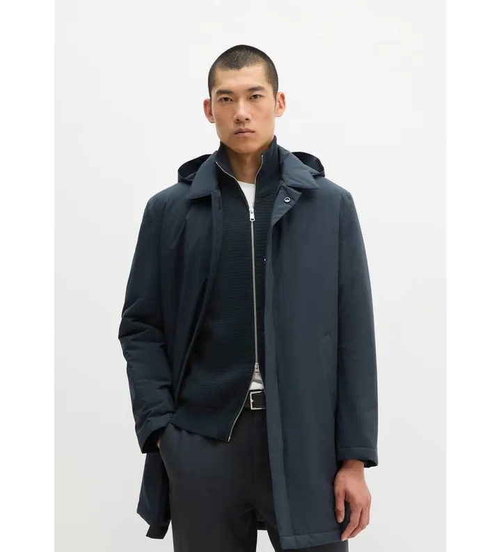 Marc O'Polo para hombre. 5000011796 Abrigo corto MOP x Function con capucha desmontable marino (L), Casual, Poliéster