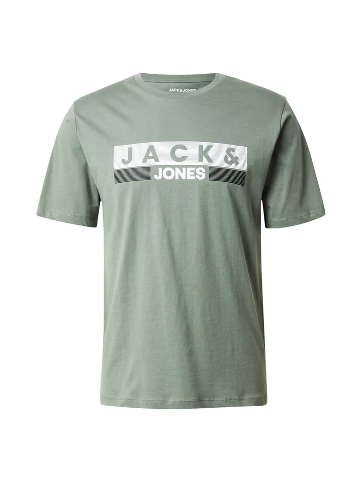 JACK & JONES Camiseta 'JWHCORP' oliva / blanco