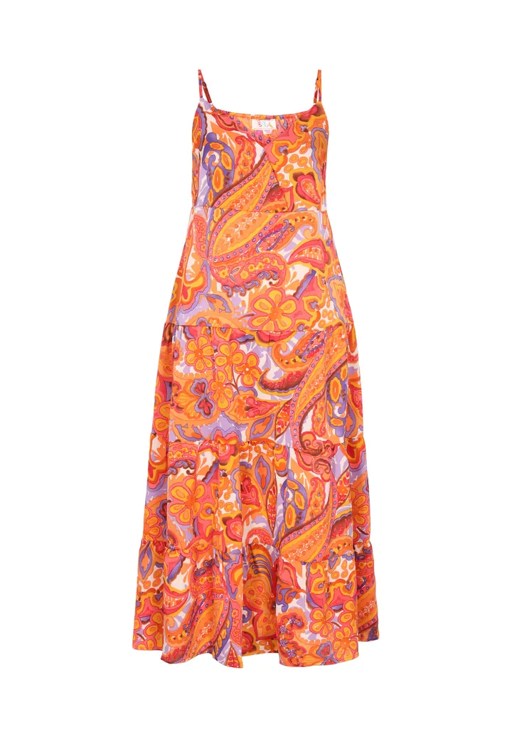 IZIA Vestido 'Festival' lavanda / naranja / frambuesa / blanco