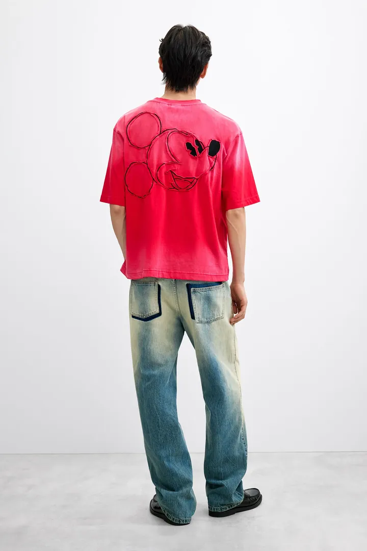 Desigual, Camiseta bordado Mickey™, Hombre, Algodon, Rojo, L
