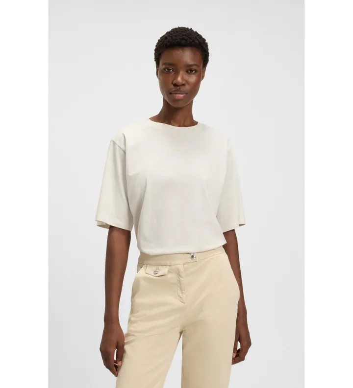 BOSS para mujer. 50523256 Camiseta Enis Logo blanco (M), Casual, Algodón, Manga corta