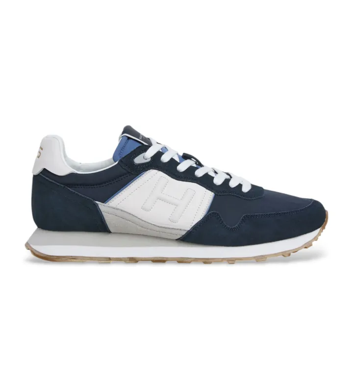 Hackett London para hombre. HMS21445 Zapatillas De Piel Telfor Match marino (40), Plano, Cordones, Casual