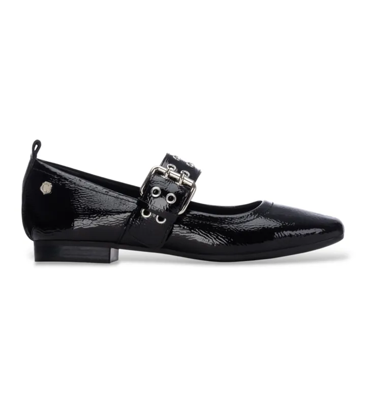Carmela para mujer. 16414402-NEGRO Bailarinas de Piel 164144 negro (36), Plano, Hebilla, Casual, Clásico, Charol