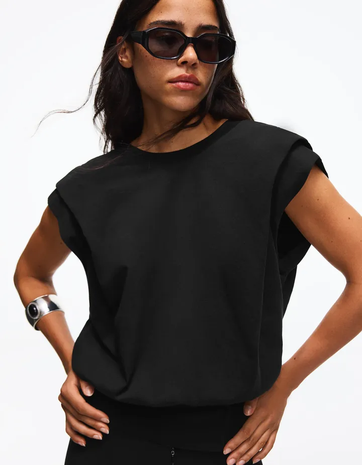 Bershka Body Pliegles Espalda Descubierta Mujer L Negro