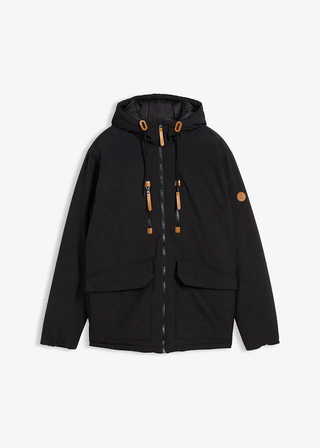 Chaqueta de invierno con capucha y detalles de piel sintética