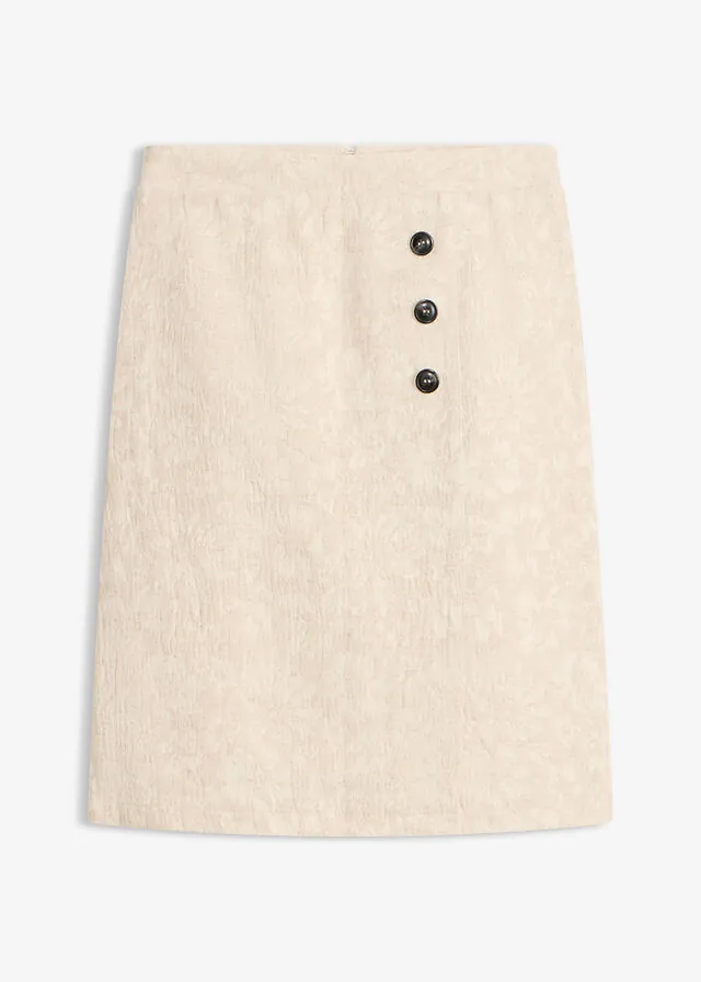 Falda de jacquard de algodón con contenido de lino