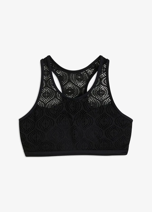 Top de bikini bustier con encaje
