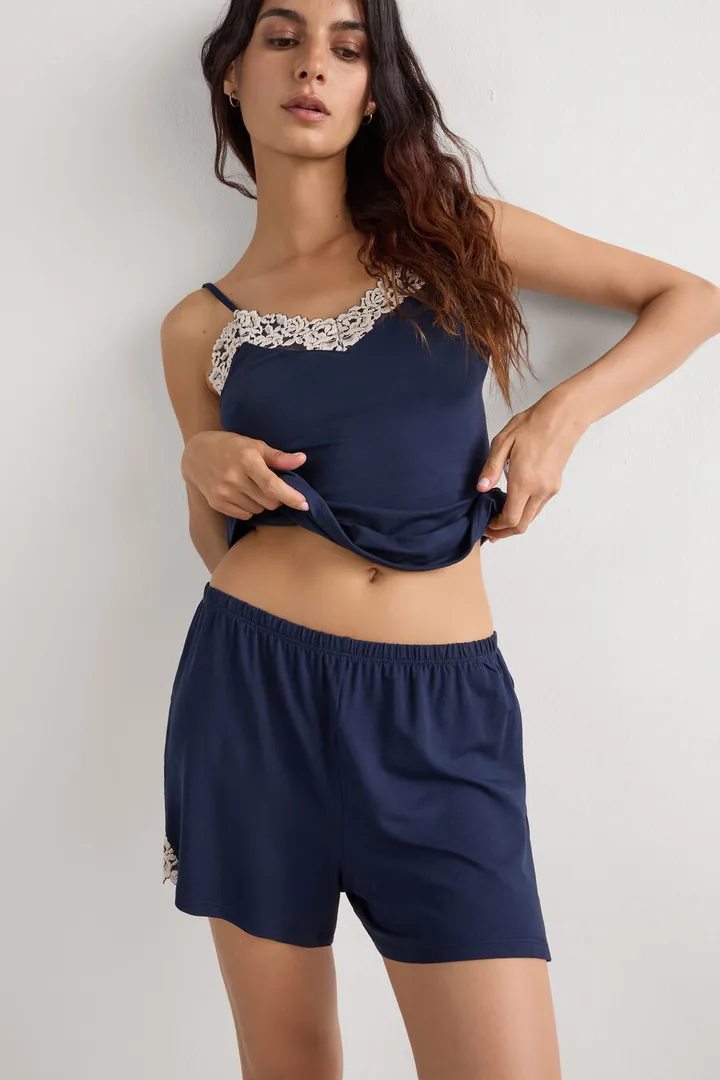 Intimissimi Pantalón Corto de Modal Pretty Flowers Mujer Azul Tamaño L