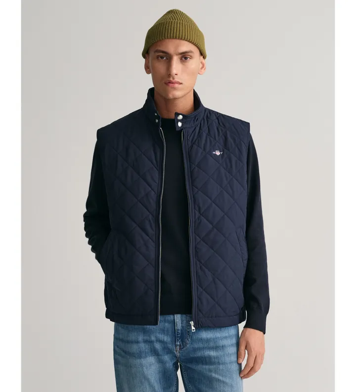 Gant para hombre. 7006341 Chaleco Windcheater acolchado marino (3XL), Casual, Poliéster, Sin mangas / Tirantes