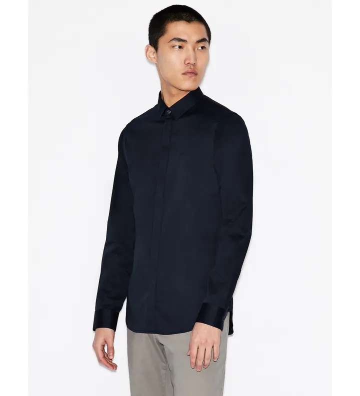 A|X Armani Exchange para hombre. 8NZCBDZN10Z1510 Camisa Classic marino (L), Casual, Fiesta, Algodón, Clásico, Manga larga