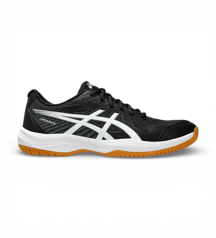 Asics para hombre. 1071A104 Zapatillas Upcourt 6 negro (10.5US = 44.5EU), Plano, Cordones, Deportivo, Tenis/Padel
