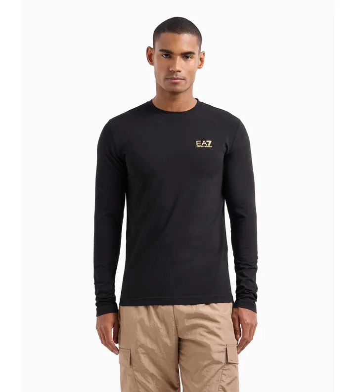EA7 para hombre. 8NPT28_PJVQZ Camiseta de manga larga de algodón Core Identity negro (3XL), Casual