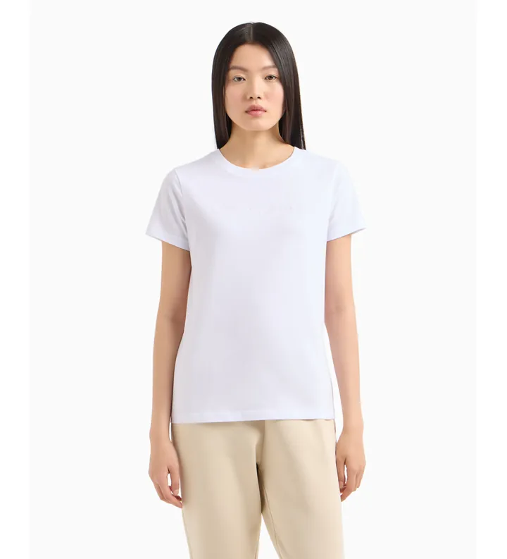 A|X Armani Exchange para mujer. XW000839AF10356U0002 Camiseta de manga corta blanco (L), Casual, Algodón