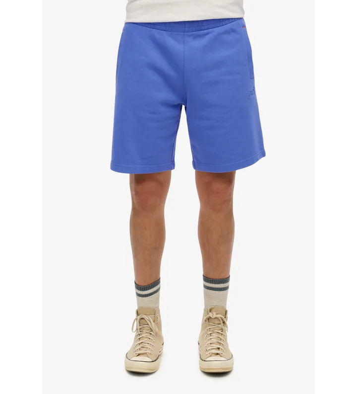Superdry para hombre. M7110427A Pantalón corto de punto con logotipo Essential azul (L), Casual, Algodón