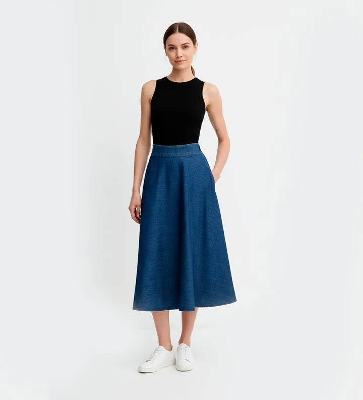 Marella para mujer. 2523106014200 Falda Figura azul (38), Casual, Denim
