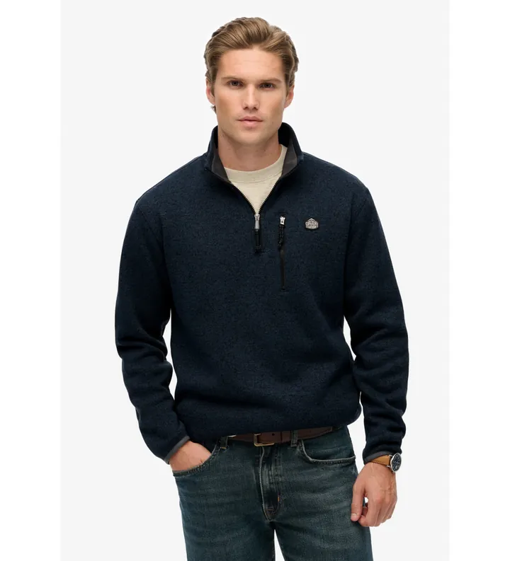 Superdry para hombre. M2014257A Sudadera Storm Half Zip marino (L), Casual, Poliéster