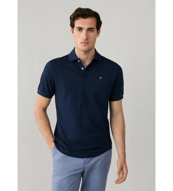Hackett London para hombre. HM5600169 Polo Classic Fit Logo marino (L), Casual, Algodón, Manga corta