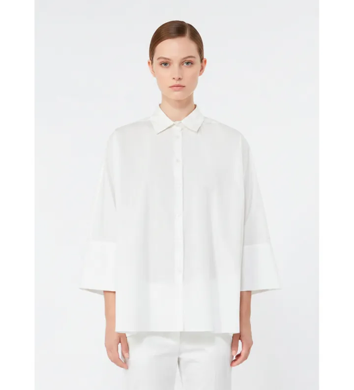 Weekend Max Mara para mujer. 2615111112600 Camisa Hudson blanco (42), Casual, Algodón, Manga corta