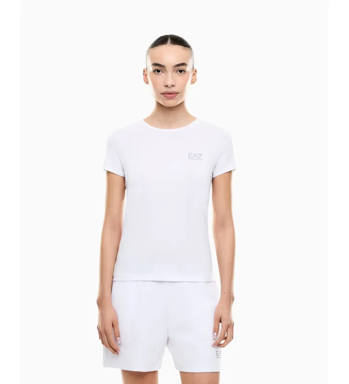 EA7 para mujer. 7W001149_AF12945 Camiseta Natural Ventus blanco (L), Casual, Poliéster, Manga corta