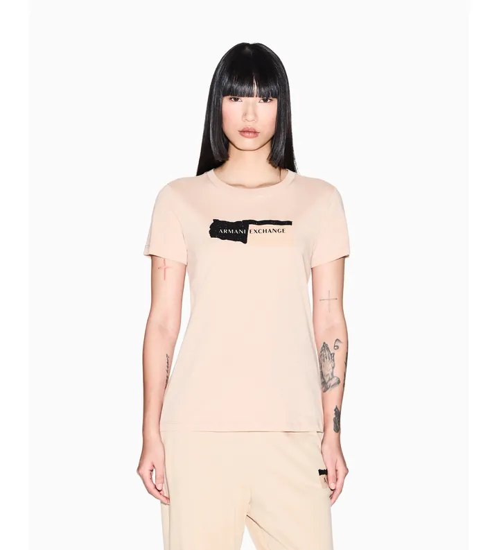 A|X Armani Exchange para mujer. XW001804AF10356U6149 Camiseta Regular beige (L), Casual, Algodón, Manga corta