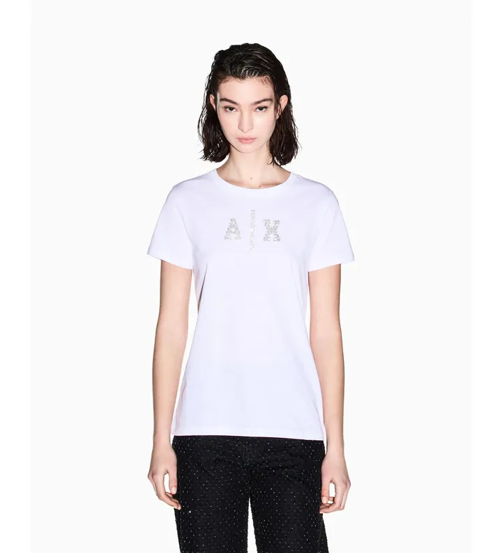 A|X Armani Exchange para mujer. XW002348AF10356U0002 Camiseta Regular jersey blanco (L), Casual, Algodón, Manga corta