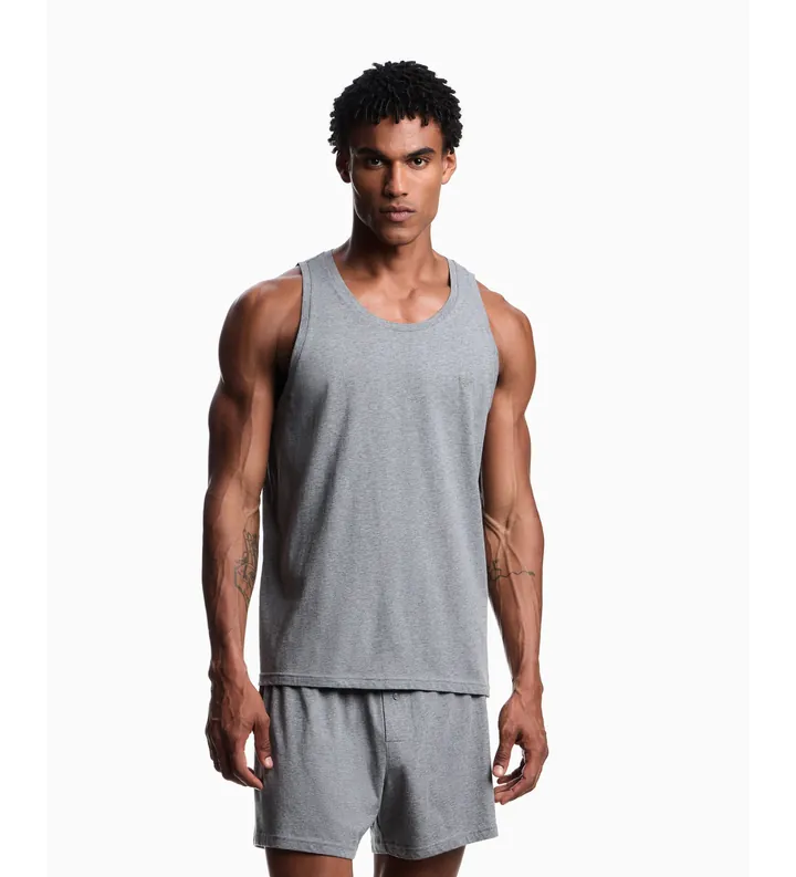 Emporio Armani para hombre. EM003789_AF20672 Camiseta Pima Fabric gris (L), Casual, Algodón, Sin mangas / Tirantes
