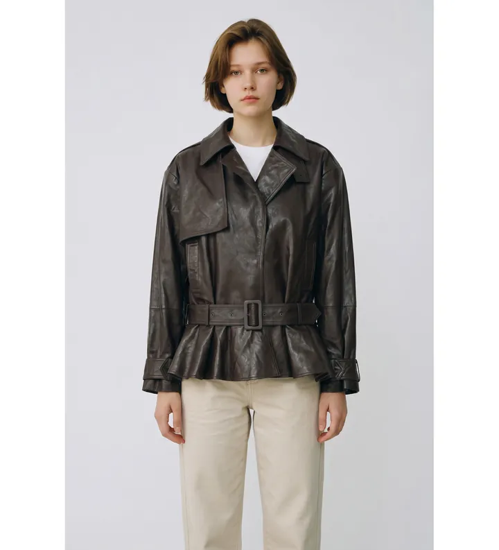 Rotate para mujer. 1158171667 Cazadora de cuero Elia marrón (34), Casual, Piel