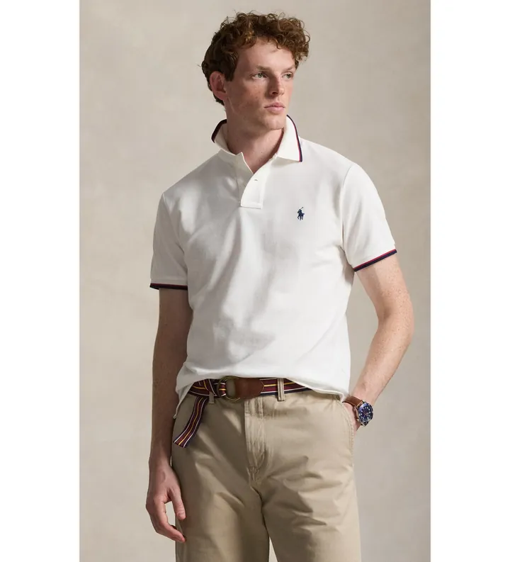 Polo Ralph Lauren para hombre. 710842621002 Polo Custom Slim Fit blanco (S), Casual, Algodón, Manga corta