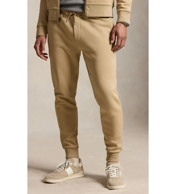 Polo Ralph Lauren para hombre. 710881518513 Pantalón jogger de punto doble beige (L), Casual, Algodón