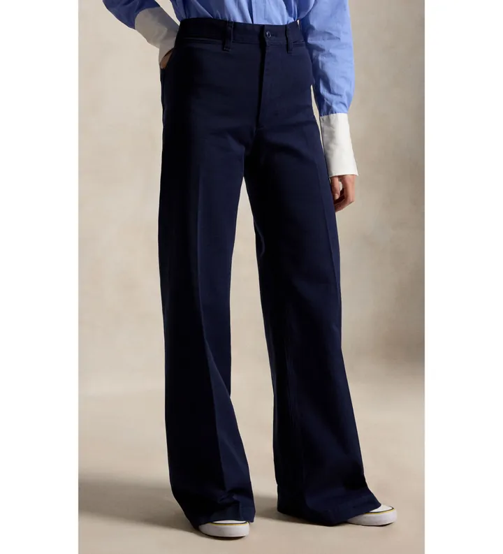 Polo Ralph Lauren para mujer. 211B25105004 Pantalón Beaton de algodón y elástico marino (34), Casual