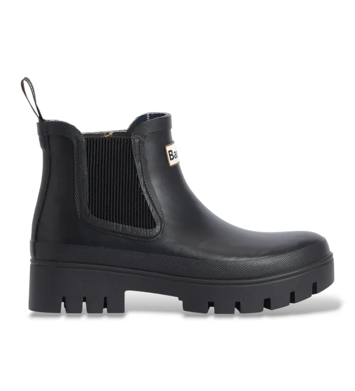 Barbour para mujer. LRF0100 Botines Halton Chelsea Welly negro (37), Plano, 1 a 3cm, Ninguno, Casual, Outdoor