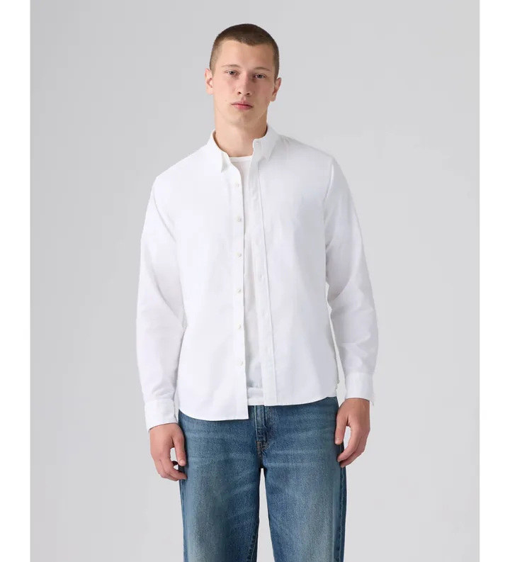 Levi's para hombre. 0085A-0002 Camisa Battery Housemark Standard blanco (L), Casual, Algodón, Manga larga