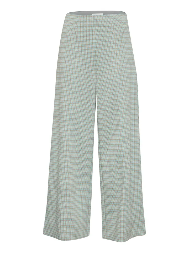 ICHI Pantalón de pinzas 'KATE'  marrón / verde