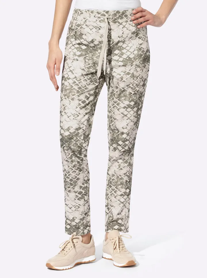heine Pantalón champán / verde moteado